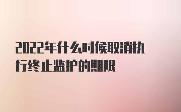 2022年什么时候取消执行终止监护的期限