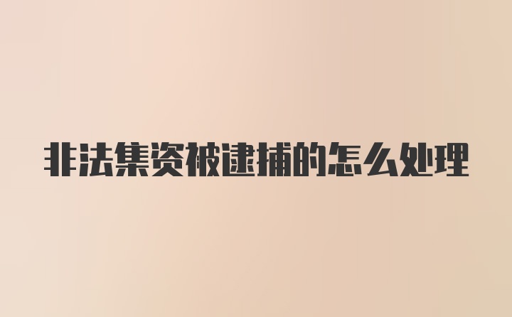 非法集资被逮捕的怎么处理