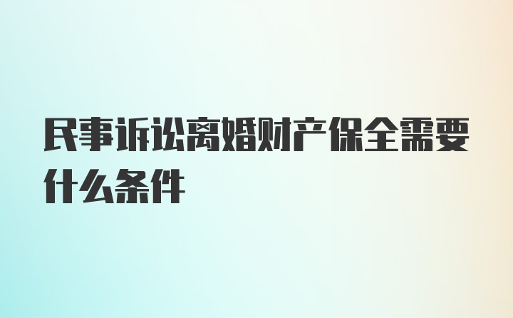 民事诉讼离婚财产保全需要什么条件