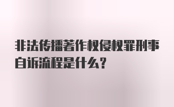 非法传播著作权侵权罪刑事自诉流程是什么？