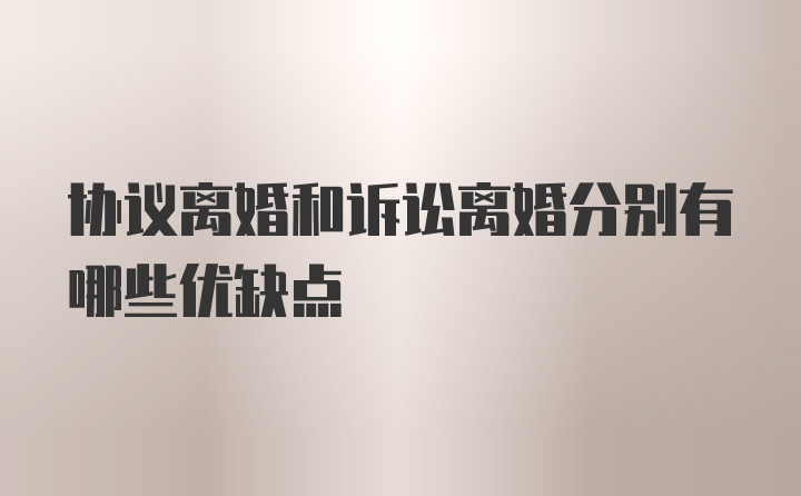 协议离婚和诉讼离婚分别有哪些优缺点