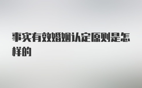 事实有效婚姻认定原则是怎样的