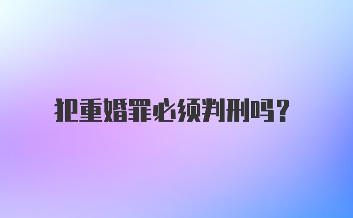 犯重婚罪必须判刑吗？