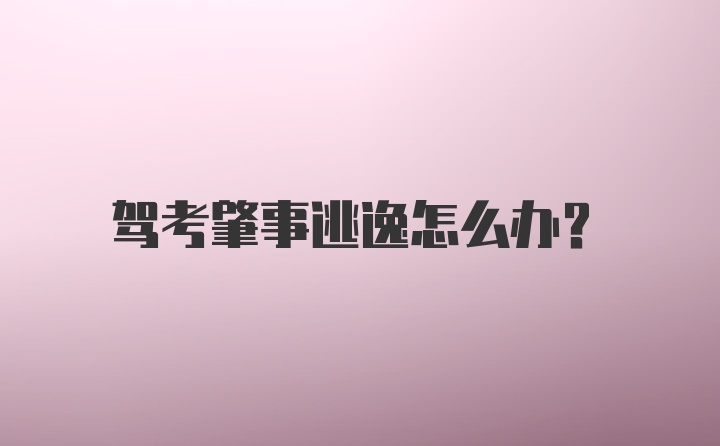 驾考肇事逃逸怎么办？