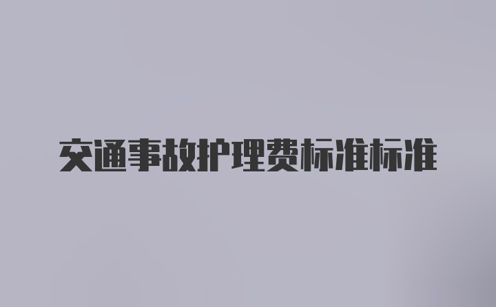 交通事故护理费标准标准