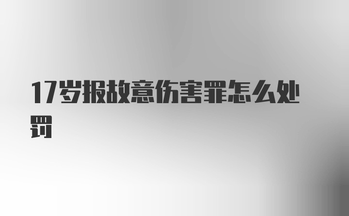 17岁报故意伤害罪怎么处罚