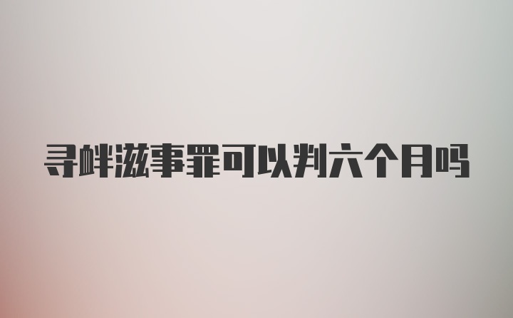 寻衅滋事罪可以判六个月吗