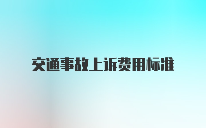 交通事故上诉费用标准