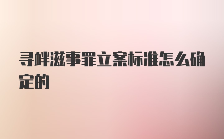 寻衅滋事罪立案标准怎么确定的