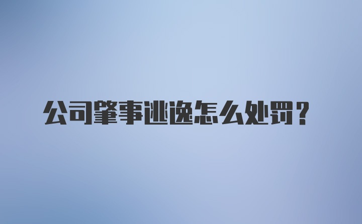 公司肇事逃逸怎么处罚？