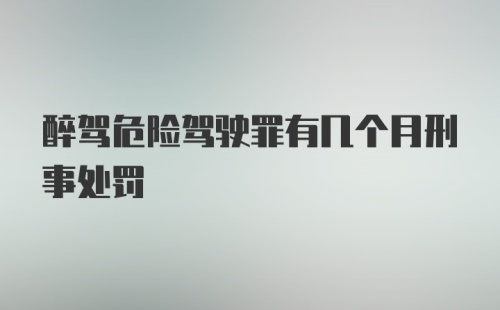 醉驾危险驾驶罪有几个月刑事处罚