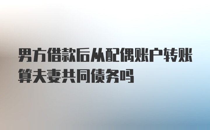 男方借款后从配偶账户转账算夫妻共同债务吗