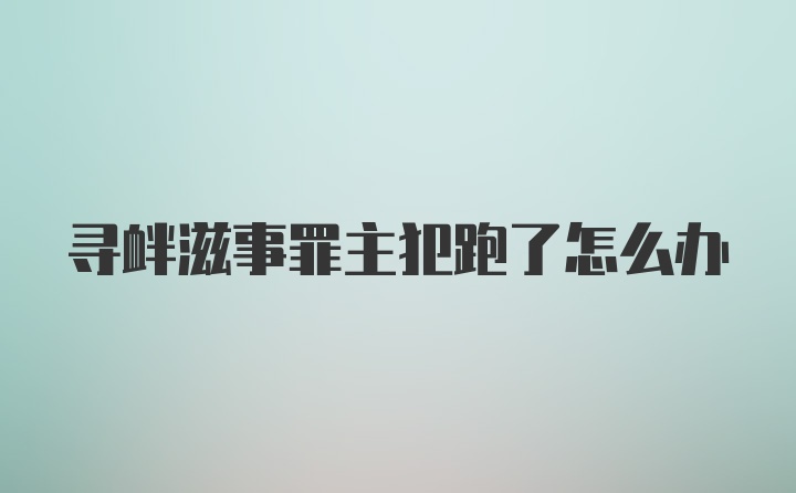 寻衅滋事罪主犯跑了怎么办