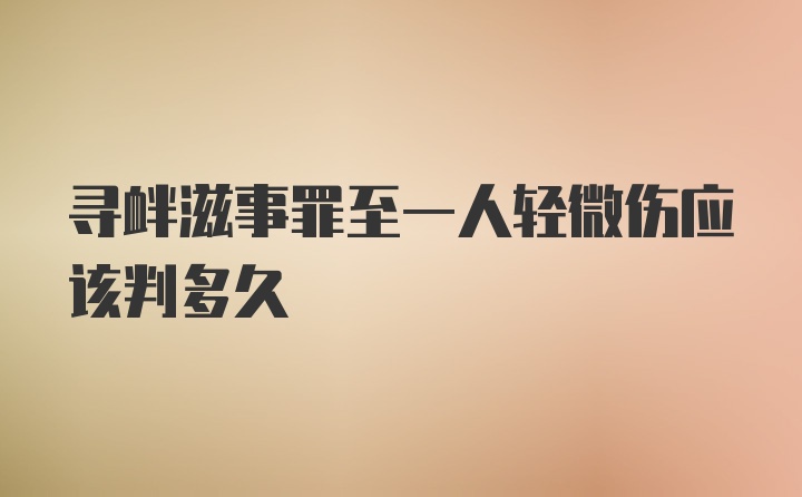 寻衅滋事罪至一人轻微伤应该判多久