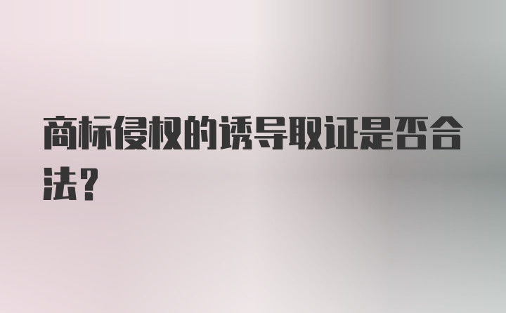 商标侵权的诱导取证是否合法？