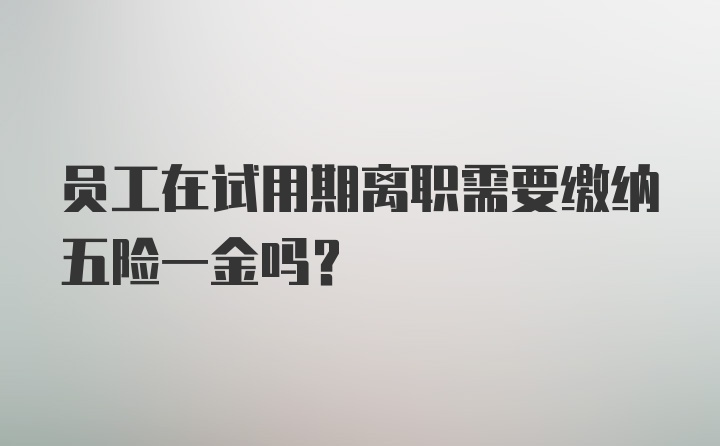 员工在试用期离职需要缴纳五险一金吗？