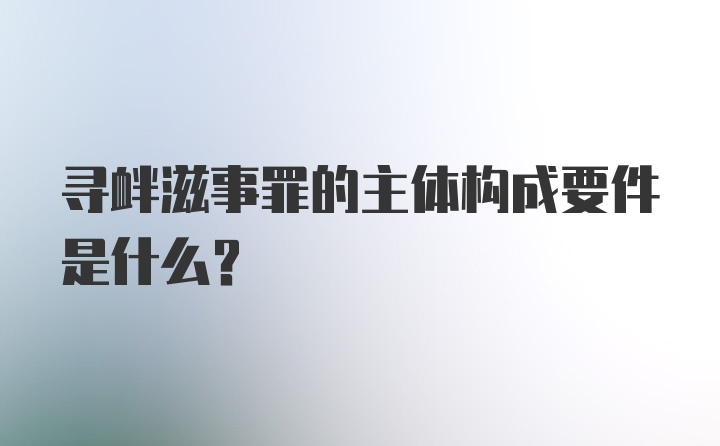 寻衅滋事罪的主体构成要件是什么？