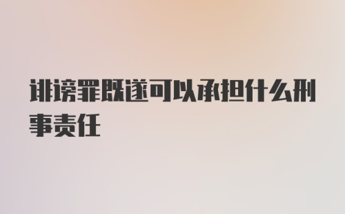 诽谤罪既遂可以承担什么刑事责任