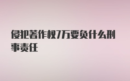 侵犯著作权7万要负什么刑事责任