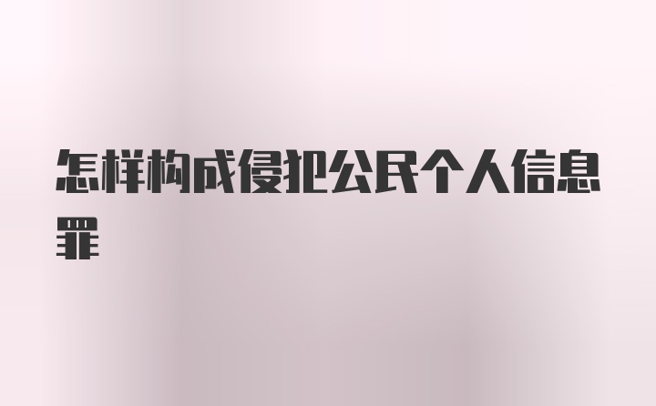 怎样构成侵犯公民个人信息罪