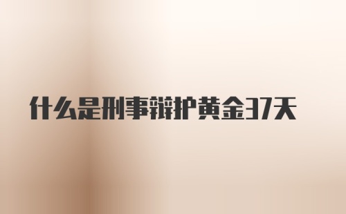 什么是刑事辩护黄金37天