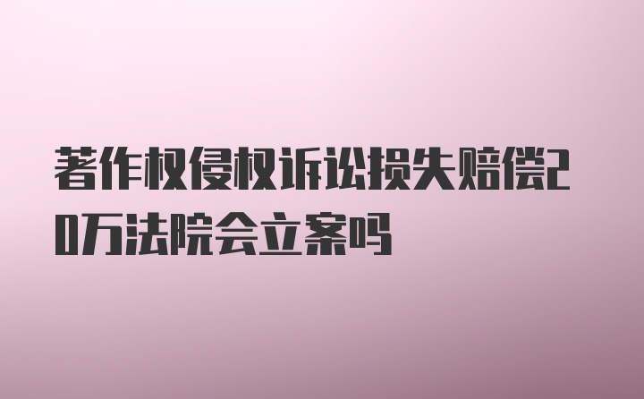 著作权侵权诉讼损失赔偿20万法院会立案吗