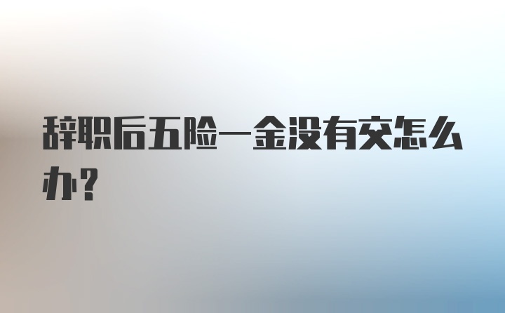 辞职后五险一金没有交怎么办？