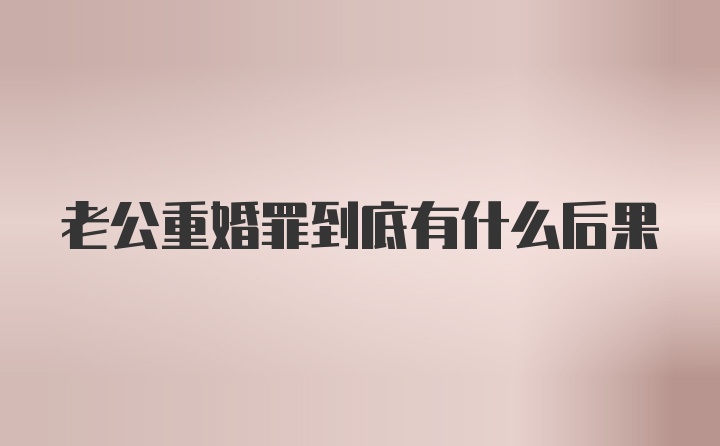 老公重婚罪到底有什么后果