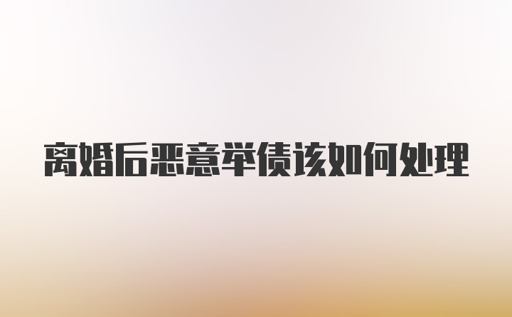 离婚后恶意举债该如何处理