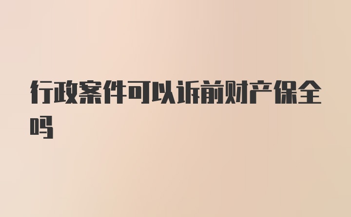 行政案件可以诉前财产保全吗