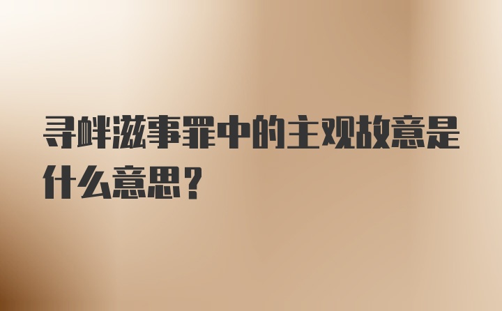 寻衅滋事罪中的主观故意是什么意思?