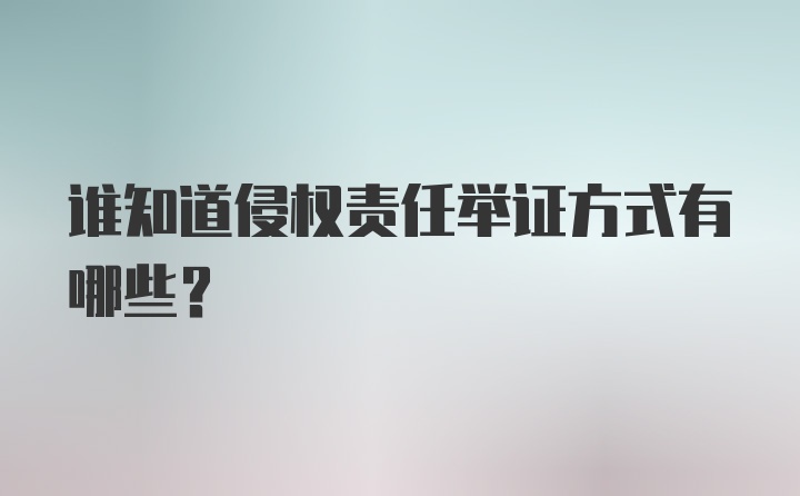 谁知道侵权责任举证方式有哪些？