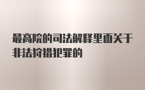 最高院的司法解释里面关于非法狩猎犯罪的