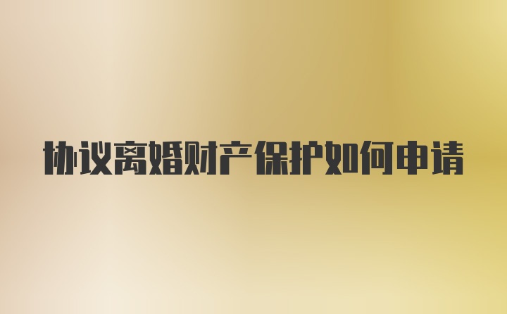 协议离婚财产保护如何申请