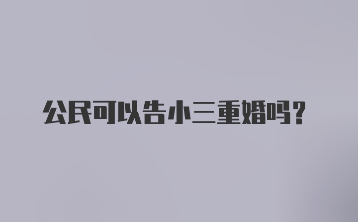 公民可以告小三重婚吗？