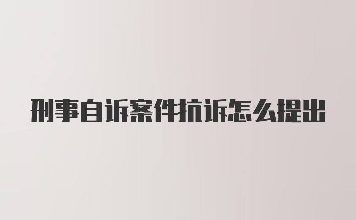 刑事自诉案件抗诉怎么提出