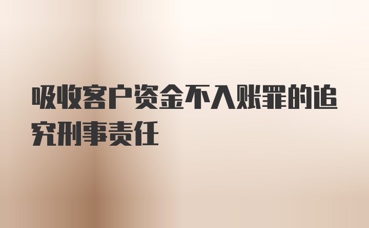 吸收客户资金不入账罪的追究刑事责任