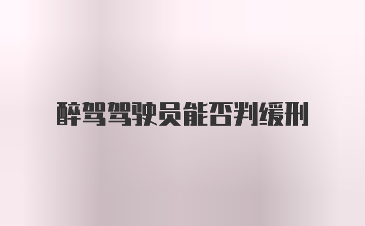 醉驾驾驶员能否判缓刑