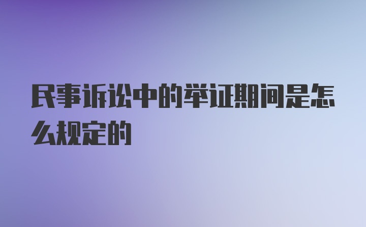 民事诉讼中的举证期间是怎么规定的