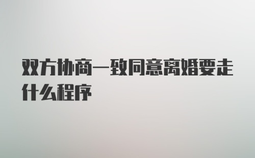 双方协商一致同意离婚要走什么程序