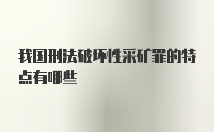 我国刑法破坏性采矿罪的特点有哪些