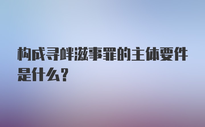 构成寻衅滋事罪的主体要件是什么？