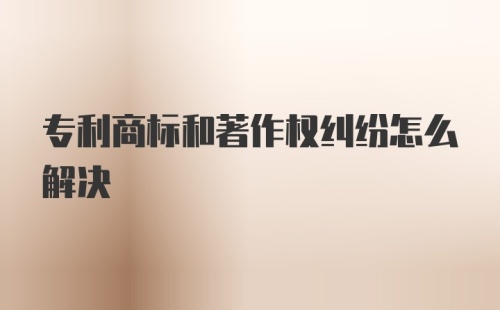 专利商标和著作权纠纷怎么解决