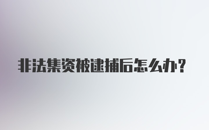 非法集资被逮捕后怎么办？