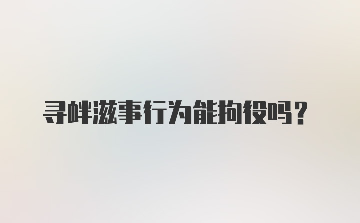 寻衅滋事行为能拘役吗？