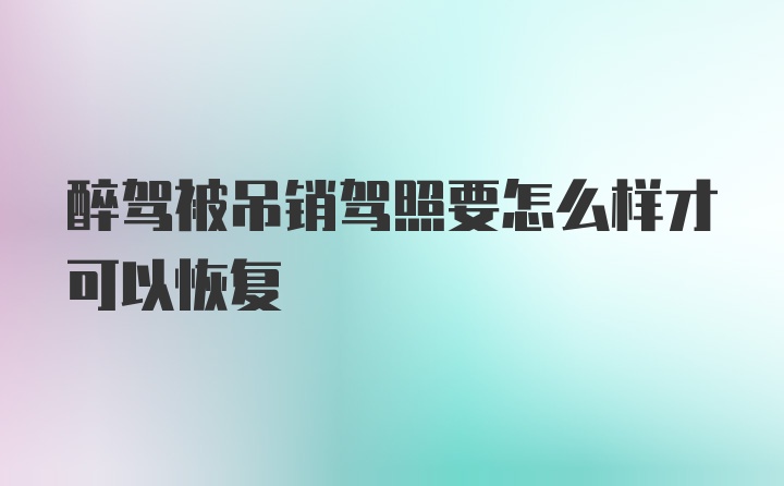 醉驾被吊销驾照要怎么样才可以恢复