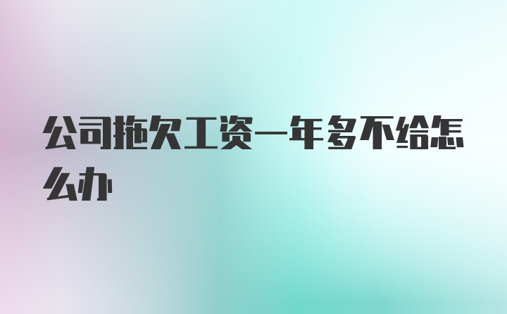 公司拖欠工资一年多不给怎么办