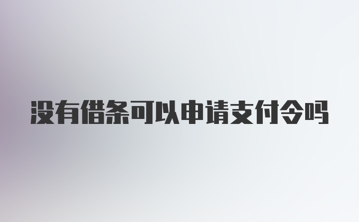 没有借条可以申请支付令吗