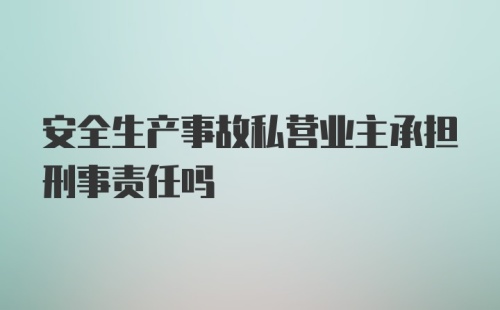 安全生产事故私营业主承担刑事责任吗