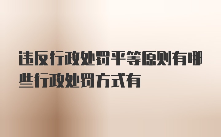 违反行政处罚平等原则有哪些行政处罚方式有